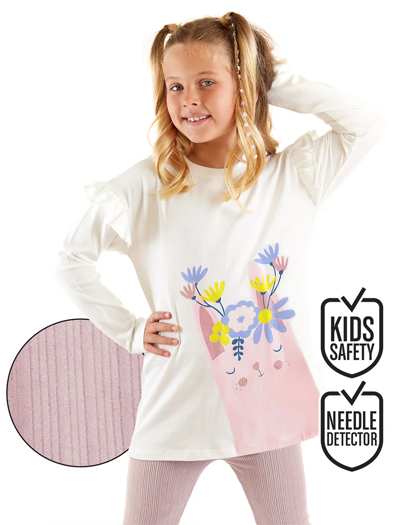 ج&مشب طقم تي شيرت وبنطلون ليجنز بتصميم أرنبة مزهرة